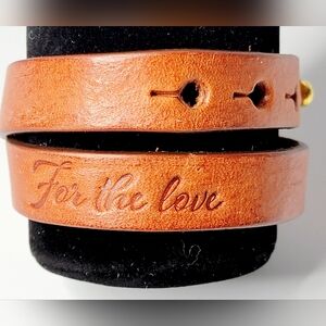 15.5" Leather Engraved Wrap Adjustable Snap Bracelet